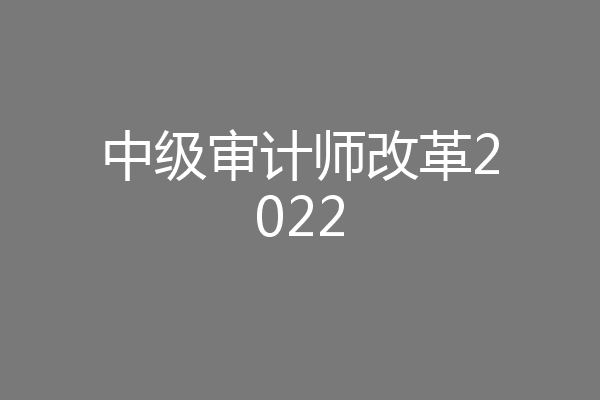 中级审计师改革2022