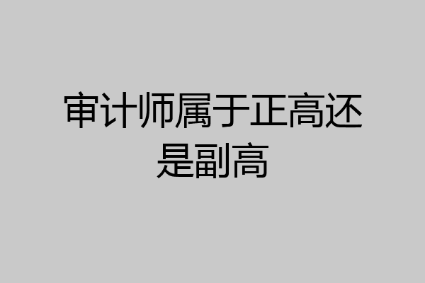 审计师属于正高还是副高