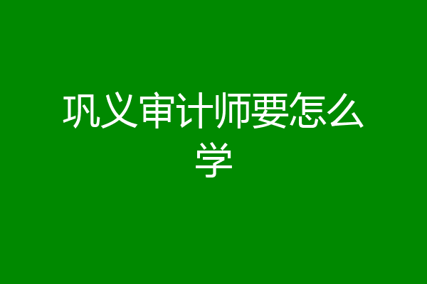 巩义审计师要怎么学