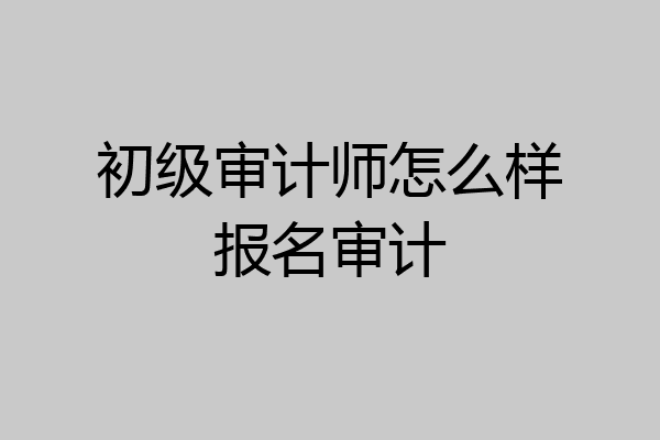 初级审计师怎么样报名审计