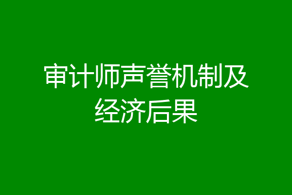 审计师声誉机制及经济后果
