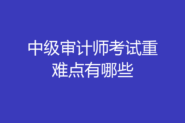 中级审计师考试重难点有哪些