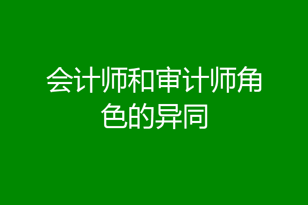会计师和审计师角色的异同