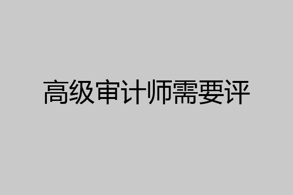 高级审计师需要评