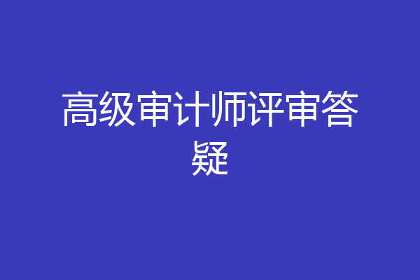 高级审计师评审答疑