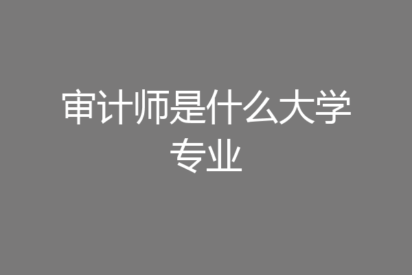 审计师是什么大学专业