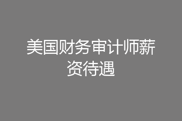 美国财务审计师薪资待遇