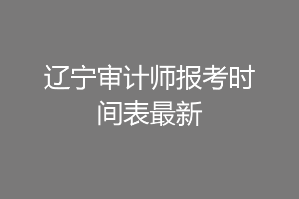辽宁审计师报考时间表最新