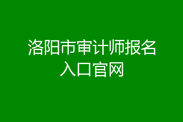 洛阳市审计师报名入口官网