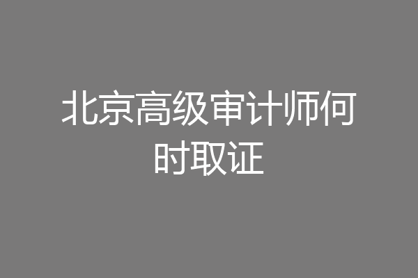 北京高级审计师何时取证