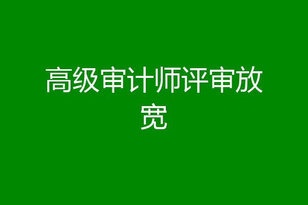 高级审计师评审放宽