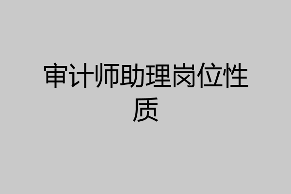 审计师助理岗位性质