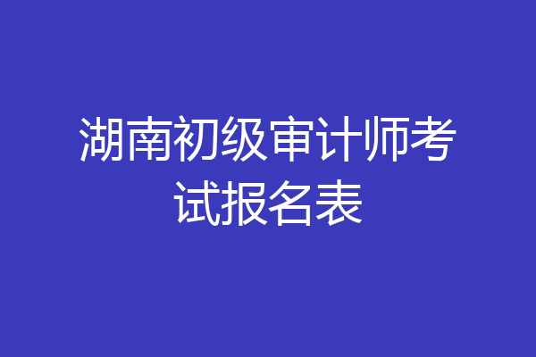 湖南初级审计师考试报名表