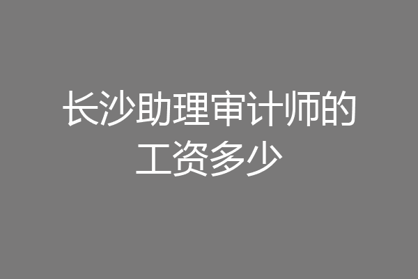 长沙助理审计师的工资多少