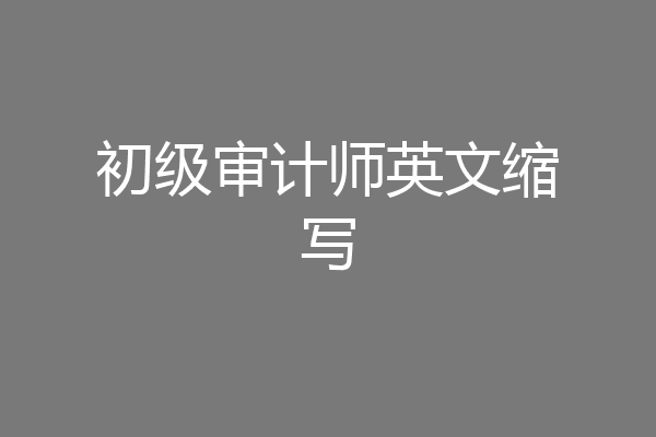 初级审计师英文缩写