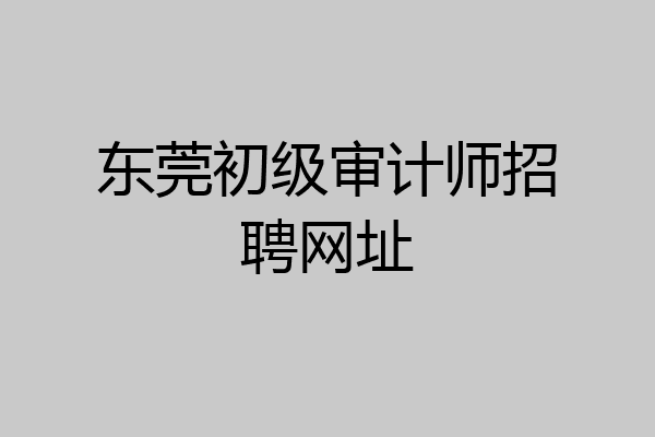 东莞初级审计师招聘网址