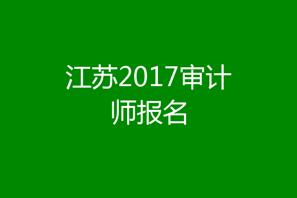 江苏2017审计师报名