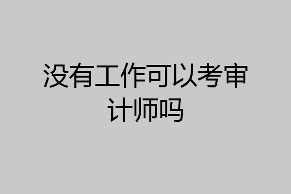 没有工作可以考审计师吗
