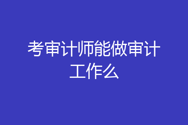 考审计师能做审计工作么