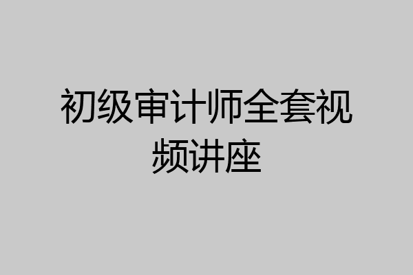 初级审计师全套视频讲座