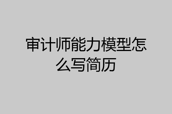审计师能力模型怎么写简历