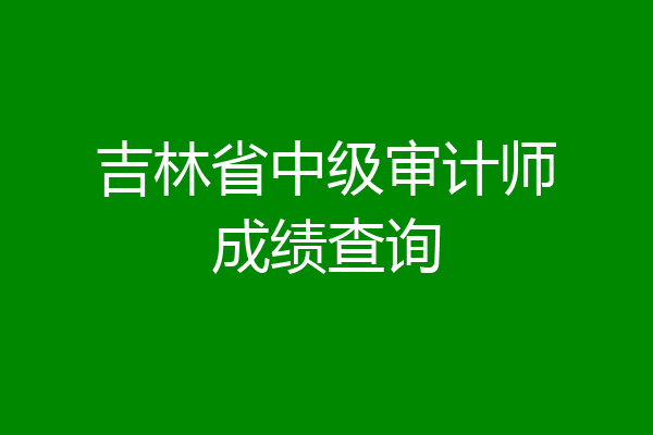 吉林省中级审计师成绩查询