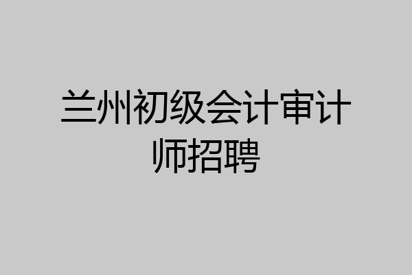 兰州初级会计审计师招聘