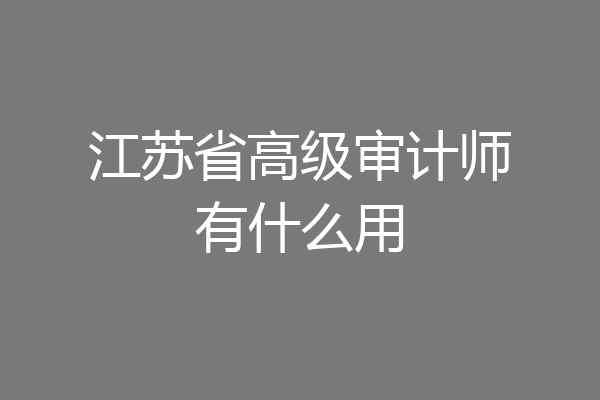 江苏省高级审计师有什么用