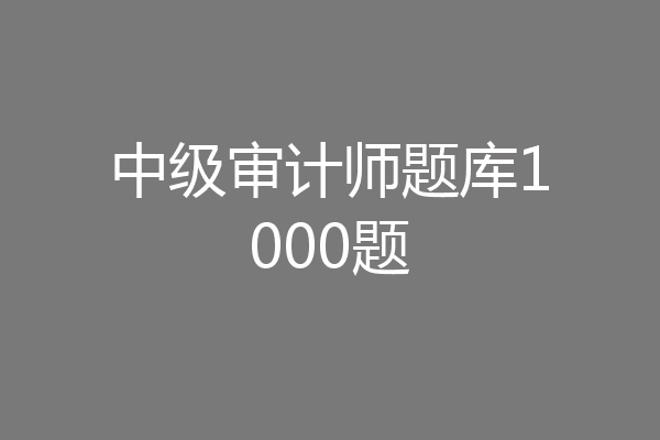 中级审计师题库1000题