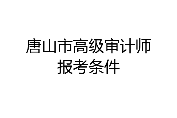 唐山市高级审计师报考条件