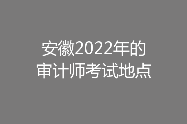 安徽2022年的审计师考试地点