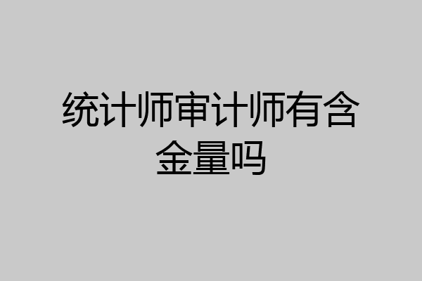 统计师审计师有含金量吗