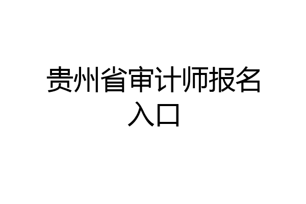 贵州省审计师报名入口