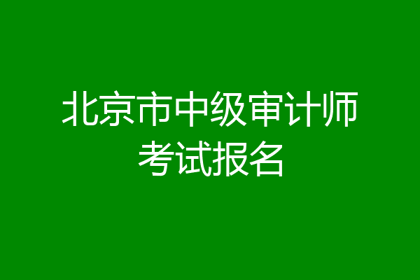 北京市中级审计师考试报名