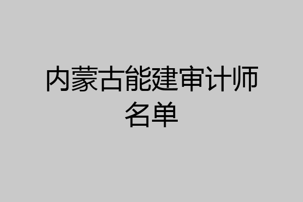 内蒙古能建审计师名单