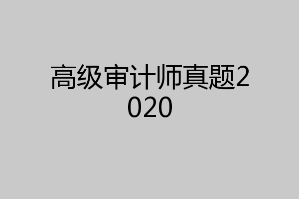 高级审计师真题2020