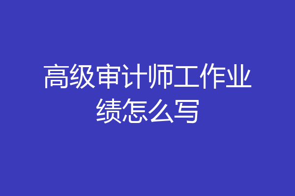 高级审计师工作业绩怎么写