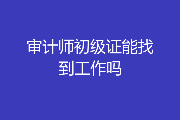 审计师初级证能找到工作吗