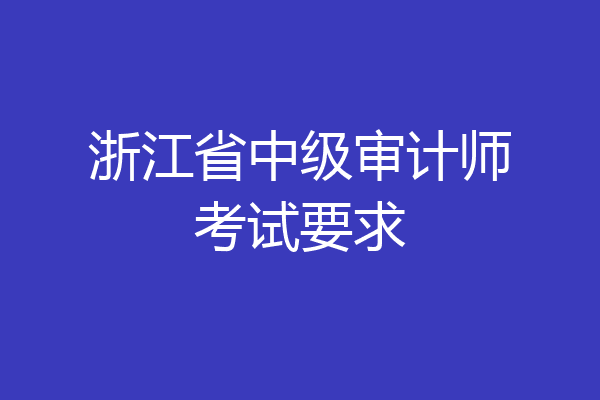 浙江省中级审计师考试要求