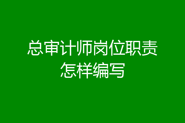 总审计师岗位职责怎样编写