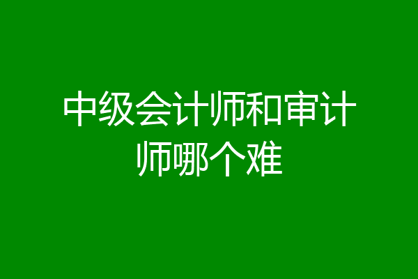 中级会计师和审计师哪个难