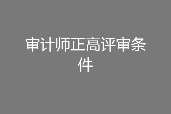 审计师正高评审条件