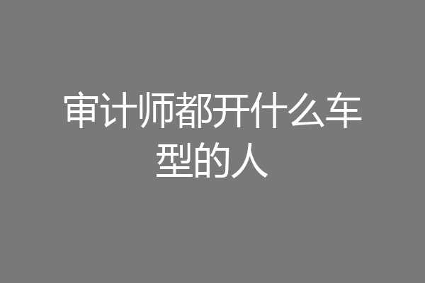 审计师都开什么车型的人