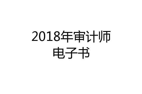 2018年审计师电子书