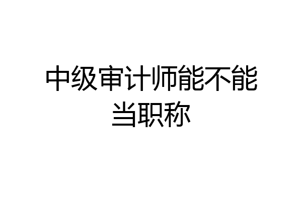 中级审计师能不能当职称