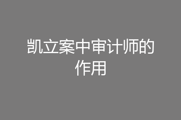 凯立案中审计师的作用
