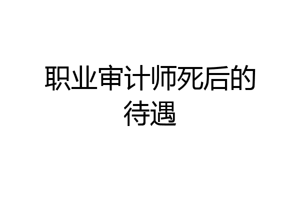 职业审计师死后的待遇