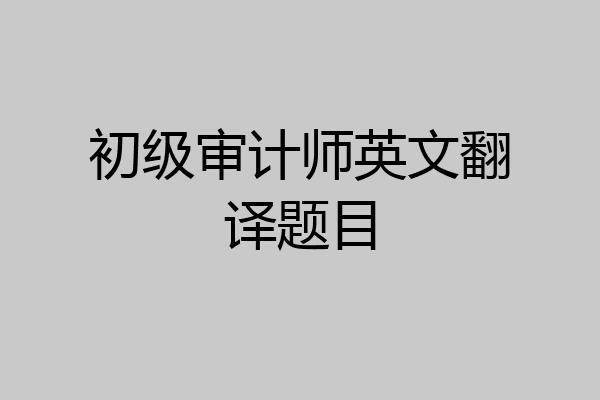 初级审计师英文翻译题目