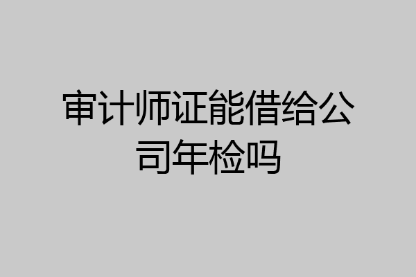 审计师证能借给公司年检吗