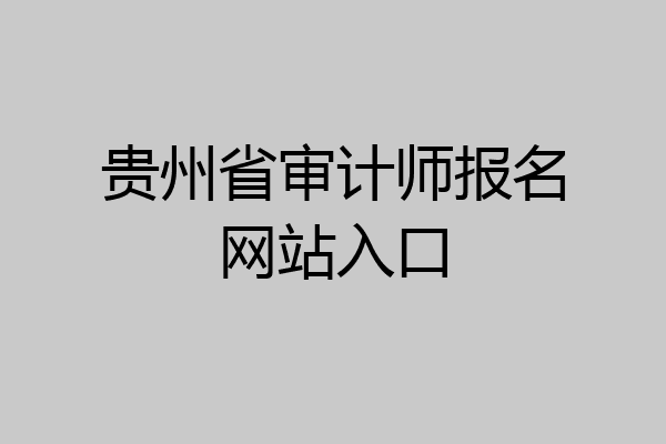 贵州省审计师报名网站入口